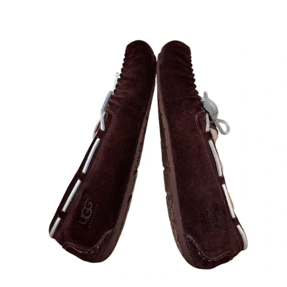 UGG Dakota Moccasin brown suede fur lined slippers girls size 4